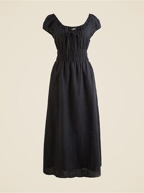 J. Crew cap sleeve midi dress in black linen - XXL